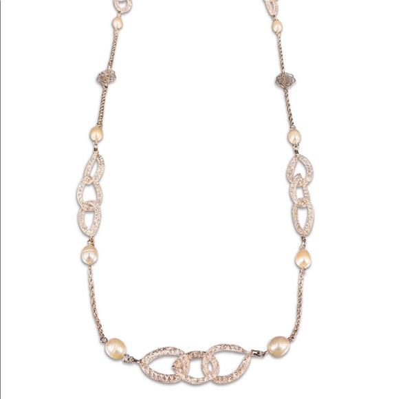 Pacific Pearls 14K Yellow Gold Filled - Pearls and Swarovski Crystals necklace - Picture 1 of 7